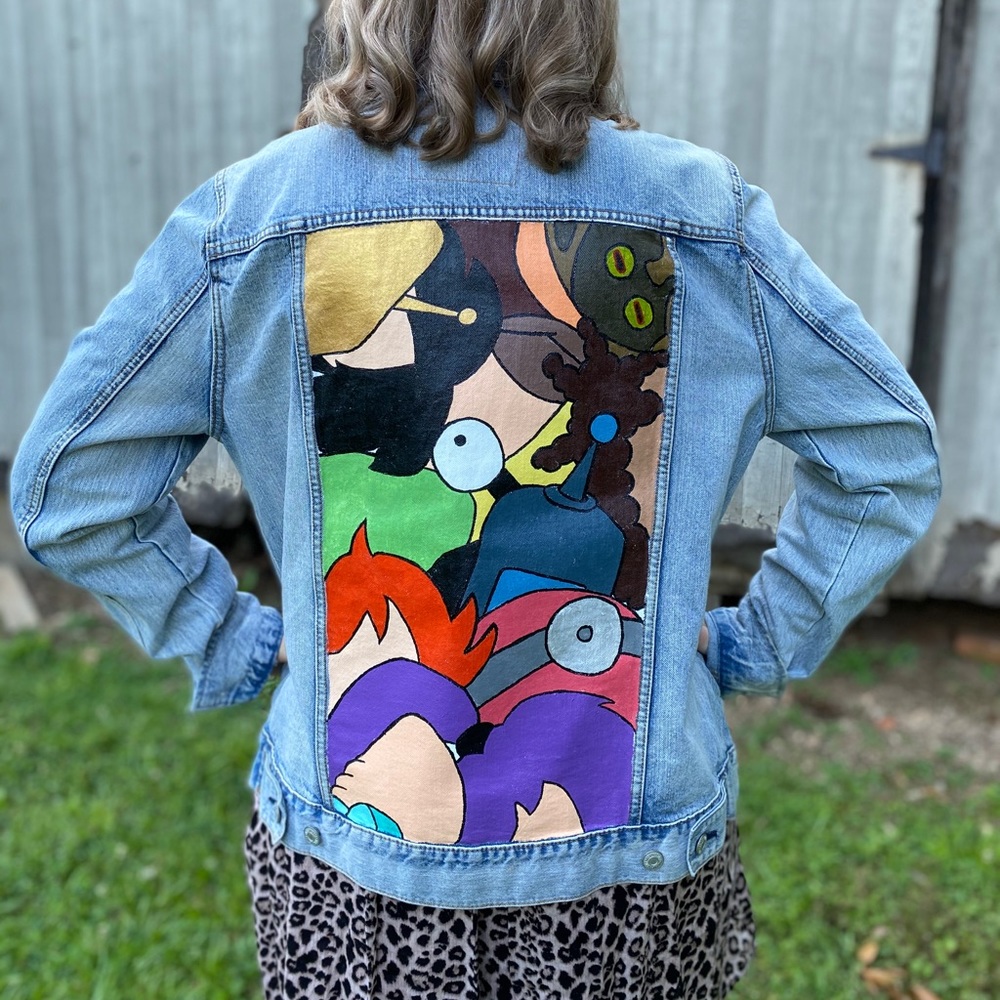 Futurama inspired Hand painted denim jacket